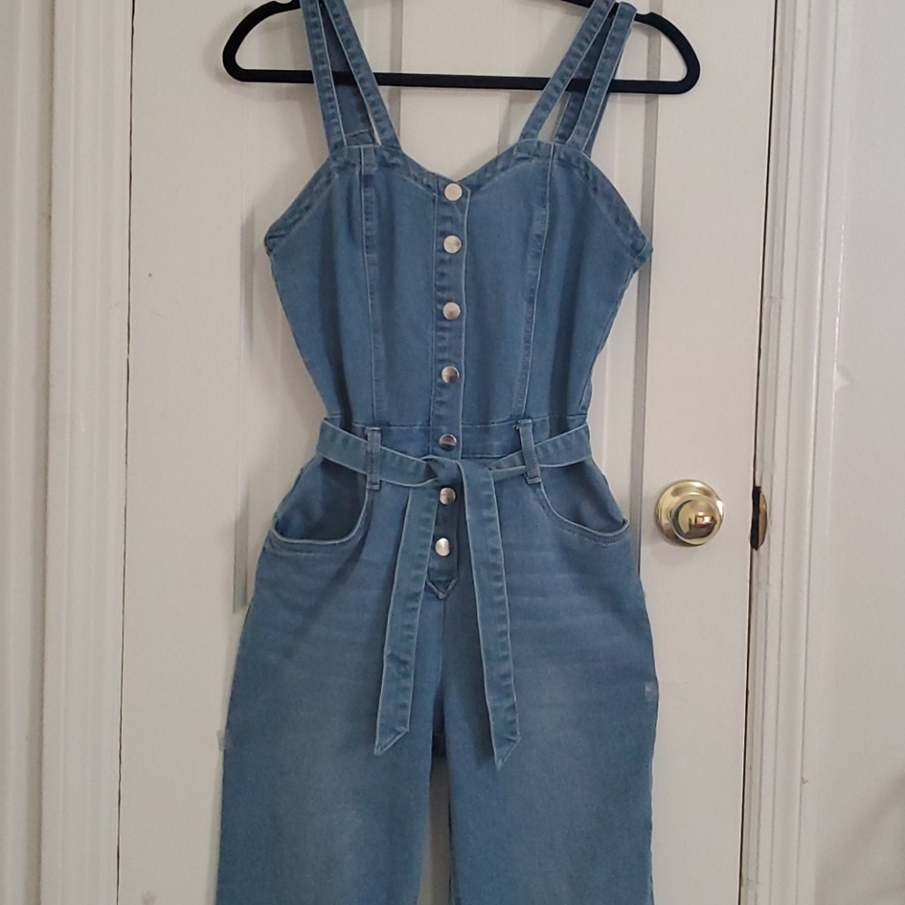 Venus denim wide leg jumpsuit